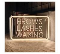 HUANTY Neon Sign Party Decoration BROWS LASHES WAXING Neon Sign LED Light For Beauty Salon Spa Business Lash Hair Shop Living Room Bedroom Wall Decor 33cmx21.5cm