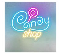 HUANTY Neon Sign Party Decoration Candy Shop Neon Signs USB Powered Adjustable Brightness Letter Neon Lights Suitable For Business Wall Decor 30cmx38cm(A)