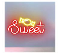 HUANTY Neon Sign Party Decoration Candy Shop Neon Signs USB Powered Adjustable Brightness Letter Sweet Neon Lights Suitable For Wall Decor 20cmx38cm(B)