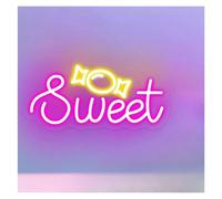 HUANTY Neon Sign Party Decoration Candy Shop Neon Signs USB Powered Adjustable Brightness Letter Sweet Neon Lights Suitable For Wall Decor 20cmx38cm(A)