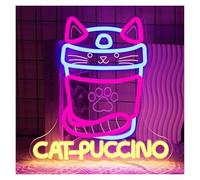 HUANTY Neon Sign Party Decoration Cat Neon Sign USB Dimmable Neon Light Signs For Cat House Dessert Coffee Store Restaurant Wall Decoration Party 33x31.8cm