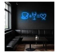 HUANTY Neon Sign Party Decoration Coffee + Wine = Love Neon Sign Suitable For Dessert Shop Cafe Wall Decor With Dimmable 51cm(C)
