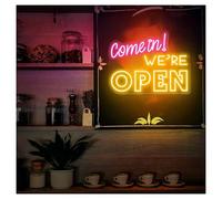 HUANTY Neon Sign Party Decoration Come In We're Open Neon Lights Suitable For Bar Shop Store Business Decor With Adjustable Brightness 30cmx40cm(C)