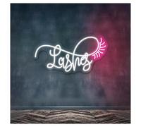 HUANTY Neon Sign Party Decoration Dimmable Eyelashes Lashes Neon Sign, Suitable For Office, Business Beauty Salon Wall Room Decor 28cmx53cm(A)