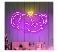 HUANTY Neon Sign Party Decoration Elephant Neon Sign Elephant Mom And Baby Night Light Home Bedroom Kid's Room Decor Kindergarten Art Wall Decor 50cmх29cm(C)