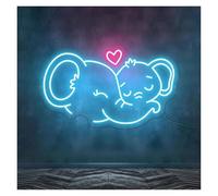 HUANTY Neon Sign Party Decoration Elephant Neon Sign Elephant Mom And Baby Night Light Home Bedroom Kid's Room Decor Kindergarten Art Wall Decor 50cmх29cm(A)