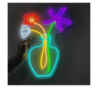 HUANTY Neon Sign Party Decoration Flower Pot Neon Lights USB Powered Adjustable Brightness Suitable For Room Decor 30cmx40cm