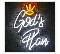 HUANTY Neon Sign Party Decoration God's Plan Neon Sign USB LED Light For Bedroom, Living Room, Dorm, Game Room Man Cave Wall Art Decoration 32cmх38cm