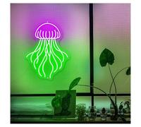 HUANTY Neon Sign Party Decoration Jellyfish Neon Light Suitable For Bedroom Studio Home Art Wall Decor With Dimmable 37cmx47cm(D)