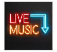 HUANTY Neon Sign Party Decoration LIVE MUSIC Neon Sign LED Light USB Powered For Recording Studio Atmosphere Shop Bar Party Bedroom Home Wall Decor 40cmx24cm(H)