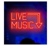 HUANTY Neon Sign Party Decoration LIVE MUSIC Neon Sign LED Light USB Powered For Recording Studio Atmosphere Shop Bar Party Bedroom Home Wall Decor 40cmx24cm(F)