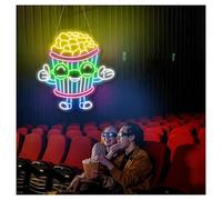 HUANTY Neon Sign Party Decoration Popcorn Neon Lights Suitable For Snack Bar Movie Theater Business Decor With Adjustable Brightness 53cmx56cm(C)