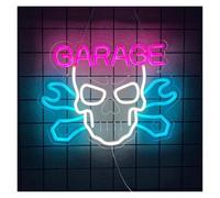 HUANTY Neon Sign Party Decoration Skull Garage Car Service Automotive Neon Sign For Wall Décor With Switch LED Neon Signs Light 31cmх40.6cm