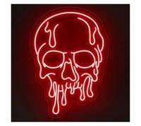 HUANTY Neon Sign Party Decoration Skull Neon Sign Melting Dripping USB Powered Adjustable Brightness LED Light For Club Bistro Party Wall Art Decor 28cmx38cm(B)
