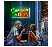 HUANTY Neon Sign Party Decoration Sorry We're Closed, Come In We're Open Neon Sign Suitable For Shop Restaurant Wall Decor 32cmx57cm(C)