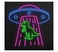 HUANTY Neon Sign Party Decoration Space UFO Dinosaur Neon Sign LED Light USB Powered For Shop Game Room Kids Bedroom Birthday Party Wall Decor 40cmx35cm