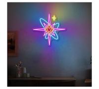 HUANTY Neon Sign Party Decoration Sparkling Heart Neon Light Suitable For Bedroom Home Wall Decor With Dimmable 48cmx48cm(E)