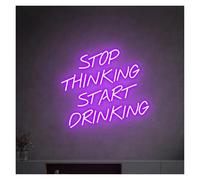 HUANTY Neon Sign Party Decoration Stop Thinking Start Drinking Neon Sign LED Light USB Powered For Beer Bar Club Game Room Party Restaurant Wall Decor 38cm×33cm(B)