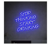 HUANTY Neon Sign Party Decoration Stop Thinking Start Drinking Neon Sign LED Light USB Powered For Beer Bar Club Game Room Party Restaurant Wall Decor 38cm×33cm(G)