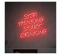 HUANTY Neon Sign Party Decoration Stop Thinking Start Drinking Neon Sign LED Light USB Powered For Beer Bar Club Game Room Party Restaurant Wall Decor 38cm×33cm(D)