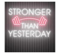 HUANTY Neon Sign Party Decoration Stronger Than Yesterday Neon Signs USB Powered Adjustable Brightness Letter Neon Lights Suitable For Room Decor 42cmx60cm(E)