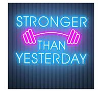 HUANTY Neon Sign Party Decoration Stronger Than Yesterday Neon Signs USB Powered Adjustable Brightness Letter Neon Lights Suitable For Room Decor 42cmx60cm(A)