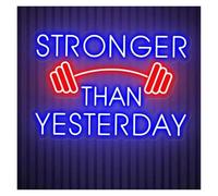 HUANTY Neon Sign Party Decoration Stronger Than Yesterday Neon Signs USB Powered Adjustable Brightness Letter Neon Lights Suitable For Room Decor 42cmx60cm(B)