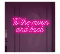 HUANTY Neon Sign Party Decoration To The Moon And Back Neon Sign LED Light USB Powered For Home Wedding Bedroom Bar Home Room Wall Decor 38cmx12cm