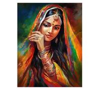 HUANTY Wall Art Canvas Prints Vintage Traditional Indian Woman Folk Dance Beautiful Indian Woman Art Poster Canvas Painting Wall Print(D,20x30cm)