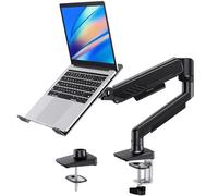 HUANUO 2 in 1 Function Laptop Mount with Tray, Fits 13"-34″ Monitors & Up to 17″ Notebook, Ergonomic Laptop Arm with Full Motion Adjustment, Pre-assembled for Easy Setup, VESA 75x75mm/100x100mm