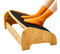 HUANUO Bamboo Under Desk Footrest, Ergonomic Foot Rest with 4 Height Options & Adjustable Angles, Pebble Massage Surface, Non-Slip Foot Rest Under Desk at Work for Improved Posture, Home & Office