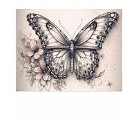 huanxiangouyue Black and White Butterfly Wall Tapestry Tarot Butterfly with Flower Tapestry Wall Hanging Moon Phase and Sun Tapestry for Bedroom Living Room Dorm 60×40 Inches