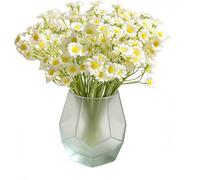 HUANYO 10 PCS Artificial Daisies, 50 Heads Realistic Silk Fake Flowers Bouquet for Home, Wedding, Party Decor, White, Brand