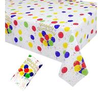 HUANYO 2 Pack Party Tablecloth for Rectangle Table, Gold Glitter Polka Dot Rectangular Table Cover, for Birthday Party, Wedding, Baby Shower, Bridal Shower, Christmas, 137 x 274cm (balloon)