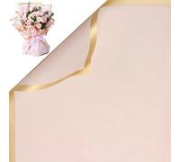 HUANYO 20 Sheets Waterproof Flower Wrapping Paper with Ribbon - Premium Gift Wrap for Bouquets, Floral Arrangements & Crafts | Eco-Friendly, Tear-Resistant & Elegant Design for Gift Packaging (pink)
