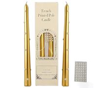 HUANYO 25cm Taper Candles - 2-Pack, Metallic Gold & Silver, Unscented Vegan Wax - 7 Hour Burn Time, Palm Oil Free, Decorative Household Candles,You can DIY Pearls (Gold)