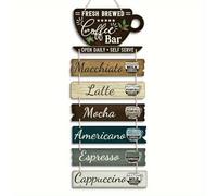 HUANYO 7Pcs Coffee Menu Wooden Signs for Kitchen Wall Decor, Funny Quote Farmhouse Rustic Plaque for Dining Room Home Bar Cafe Decoration(colorful# Kitchen plaque)
