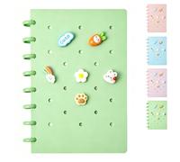 HUANYO A5 Notebook for Girls - 21cm x 15cm Wirebound Journal - 100 Pages Lined & Plain - Childrens Notepad, Kids Sketchbook, Ladies Journal - Cute Stationery Set (green)