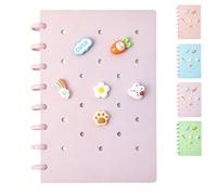 HUANYO A5 Notebook for Girls - 21cm x 15cm Wirebound Journal - 100 Pages Lined & Plain - Childrens Notepad, Kids Sketchbook, Ladies Journal - Cute Stationery Set (Purple)