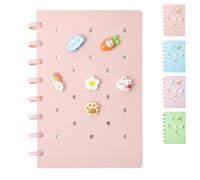 HUANYO A5 Notebook for Girls - 21cm x 15cm Wirebound Journal - 100 Pages Lined & Plain - Childrens Notepad, Kids Sketchbook, Ladies Journal - Cute Stationery Set (pink)