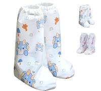 HUANYO Disposable Kids Rain Boot Covers - 5 Pairs Children's Waterproof Shoe Covers, Fun Printed Patterns, Perfect for School, Outdoor Play, Puddle Jumping - One Size Fits Most (Dinosaurs)