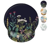HUANYO Ergonomic Mouse Pad with Gel Wrist Support, Non-Slip Rubber Base, Smooth Gliding Surface for Office & Gaming, Comfort & Pain Relief, Spill-Resistant, 9.8 x 9.1 Inches (black flower)