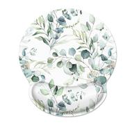 HUANYO Ergonomic Mouse Pad with Gel Wrist Support, Non-Slip Rubber Base, Smooth Gliding Surface for Office & Gaming, Comfort & Pain Relief, Spill-Resistant, 9.8 x 9.1 Inches (White water grass)