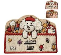 HUANYO Jute 4D Bear Welcome Doormat 40x60 cm, Non-Slip Heavy Duty, Easy Clean, for Front Door Porch Hallway Indoor Outdoor - Charming Design (Little dog)