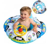 HUANYO Kids Car Inflatable Swim Ring, Vehicle-Shaped Pool Float with Safety Valves & Anti-Slip Handles, Fun Water Toy for Children Ages 2-6 for Beach, Pool, Lake (blue)