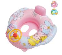 HUANYO Kids Swim Ring with Safety Lock & Anti-Slip Handles - Inflatable Pool Float for Children 2-6 Years, Bright Color Baby Swimming Ring for Beach, Pool, Bathtub, Fun Water Toy Accessories (Pink)