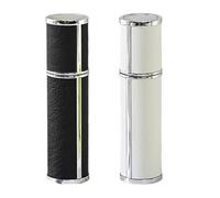 HUANYO Perfume Atomiser 2 Pack, Lambskin Leather Refillable Travel Perfume Bottles (5ml), Leak-Proof & No Funnel Needed Bottom Fill System, Luxury Gift Set for Women & Men (Black)