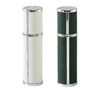 HUANYO Perfume Travel Bottle 10ml, 2-Pack Leather Refillable Atomizer, Leak-Proof Perfume Spray Dispenser for Women & Men - White & Dark Green