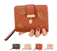 HUANYO Purses for Women, Genuine Leather Small Bifold Wallet, Compact Short Womens Wallet with RFID Protection and Coin Pocket (Brown)