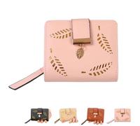 HUANYO Purses for Women, Genuine Leather Small Bifold Wallet, Compact Short Womens Wallet with RFID Protection and Coin Pocket (Pink)